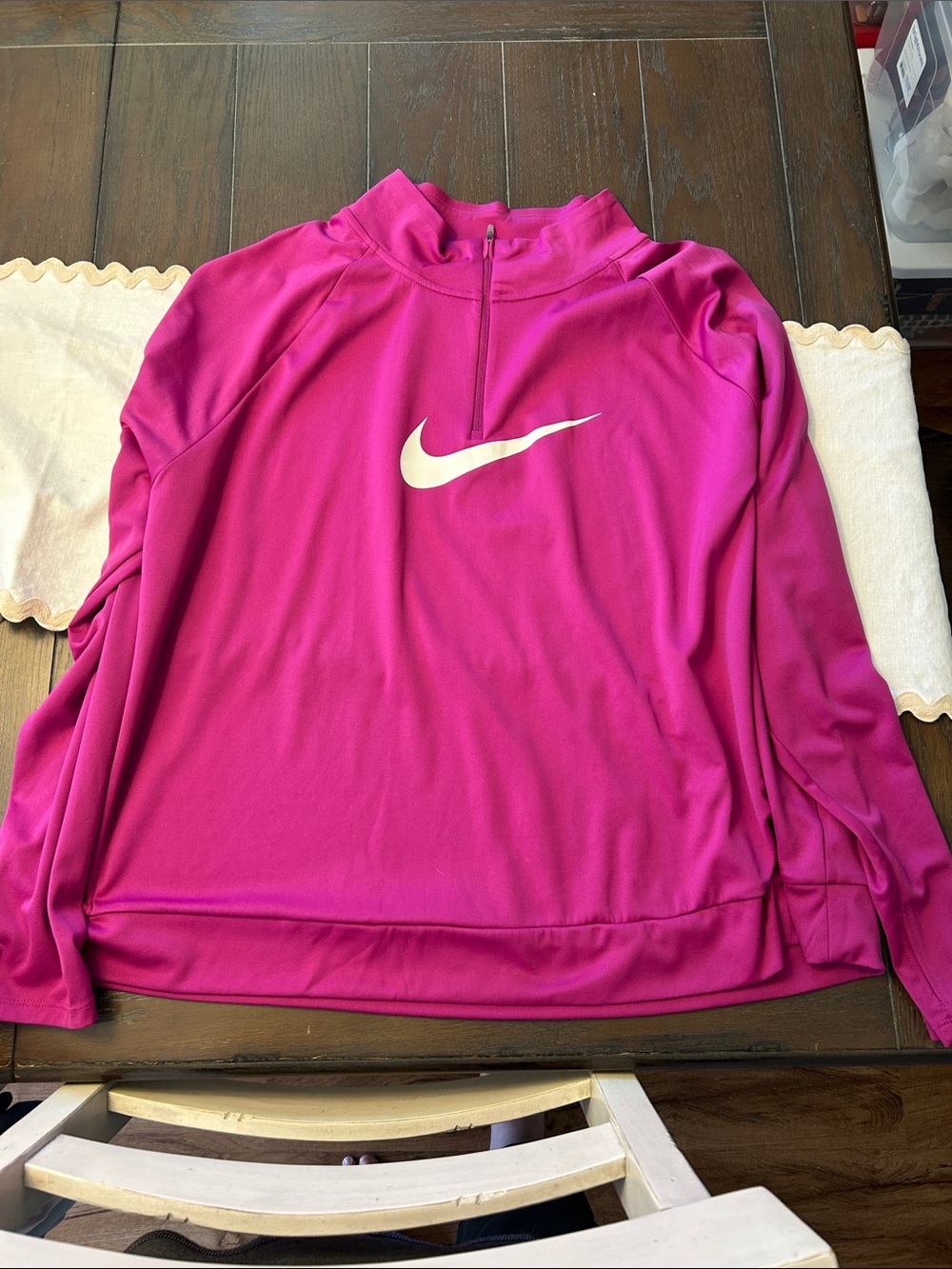 Nike Magenta Half-Zip Pullover with White Swoosh